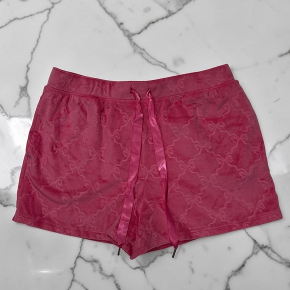 Holiday Time Other - Holiday Time Pink Plush Bow Embossed Lounge Sleep Shorts Women's M (8-10)